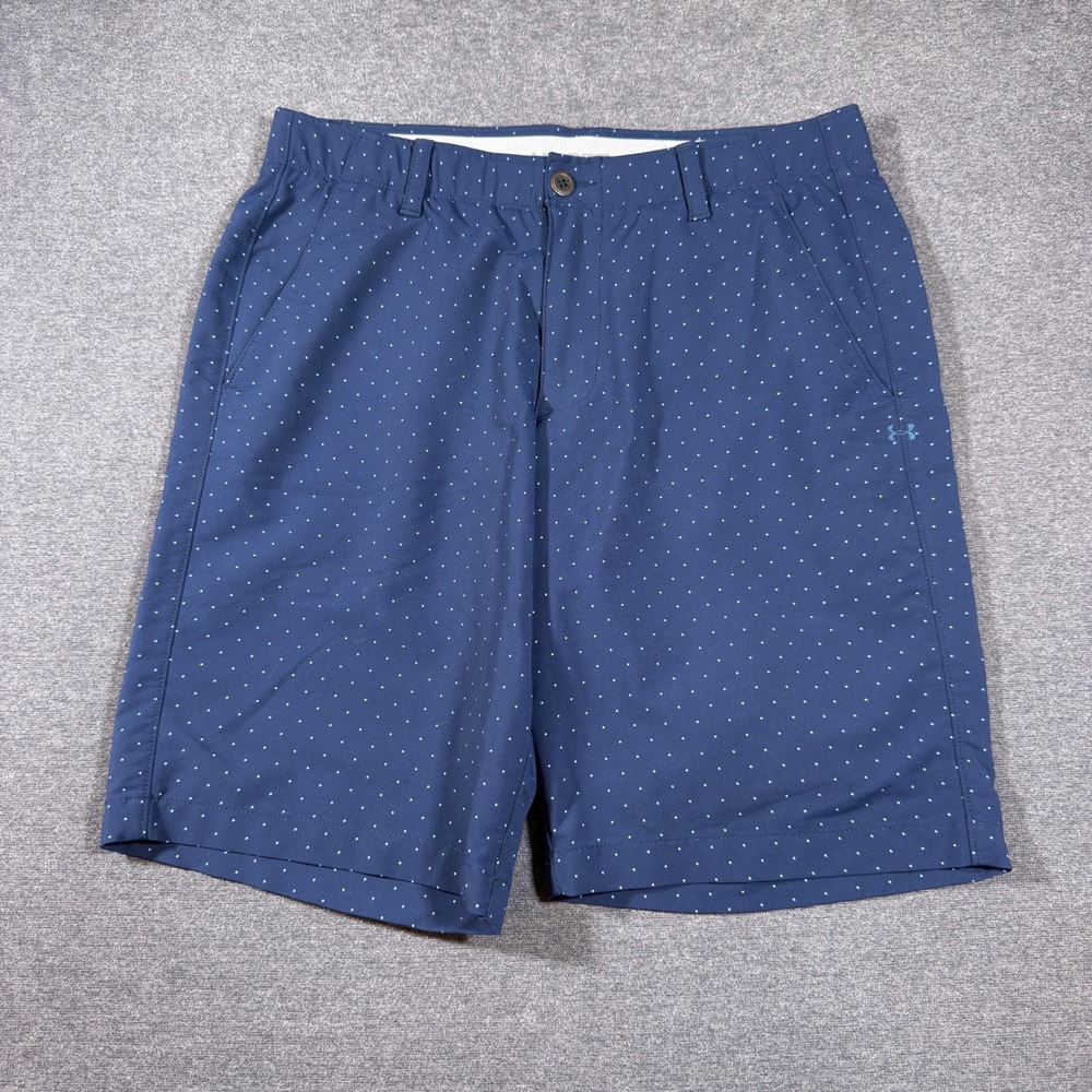Under Armour Golf‎ Shorts Men 34 Blue Polka Dot HeatGear Performance Athletic